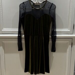 Molly Bracken Black and Olive Long Sleeve Dress